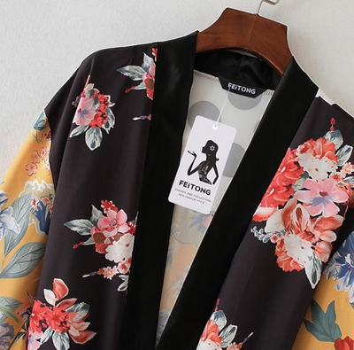 Kimono Cardigan Printed Floral Sexy Beachwear