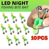 10x LED Night Fishing Bait Bite Alarm Twin 2 Bells Light Rod Tip Clip Alert Ring