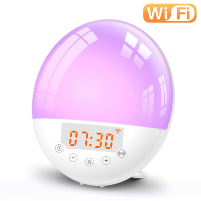 wifi voice control smart wake-up light alarm clock sunrise natural wake-up light