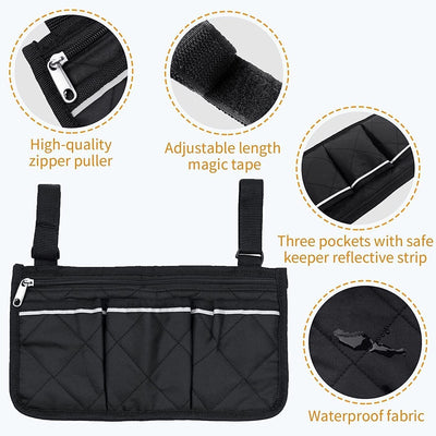 Wheelchair Armrest Accessories Side Bags To Hang On Side Pouch With Bright Line