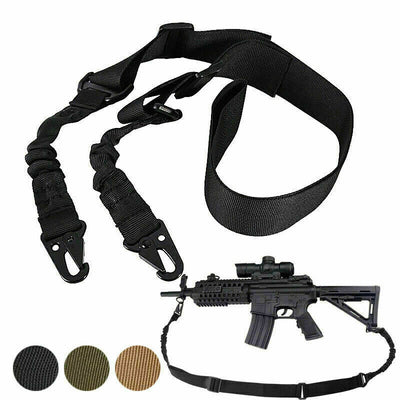 Tactical Rifle Sling Gun Shoulder Strap 2 Point Hooks One Single Strap Hunting