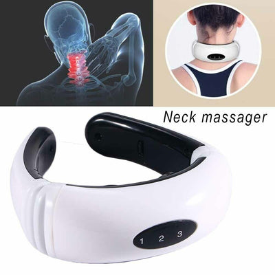 Electric Tens Unit Pulse Neck Massager Magnetic Pulse Therapy Vertebra Relax
