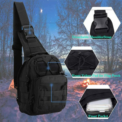 Men Backpack Tactical Sling Bag Chest Shoulder Body Molle Day Pack Pouch Black