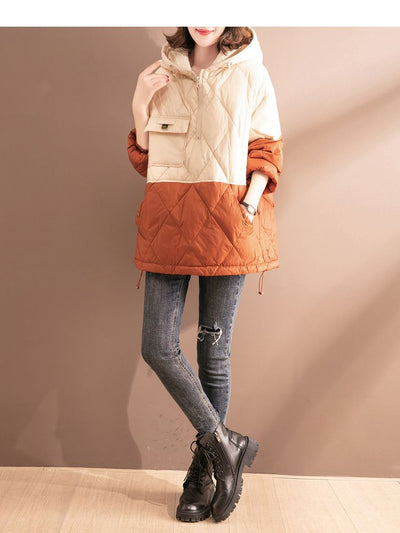 Women's Clothing Light Thin And Loose Warm Hooded Cotton Coat Jacket