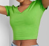 Wild Fable Cropped Green Vneck Tshirt Size S_2811