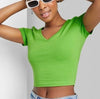 Wild Fable Cropped Green Vneck Tshirt Size S_2811