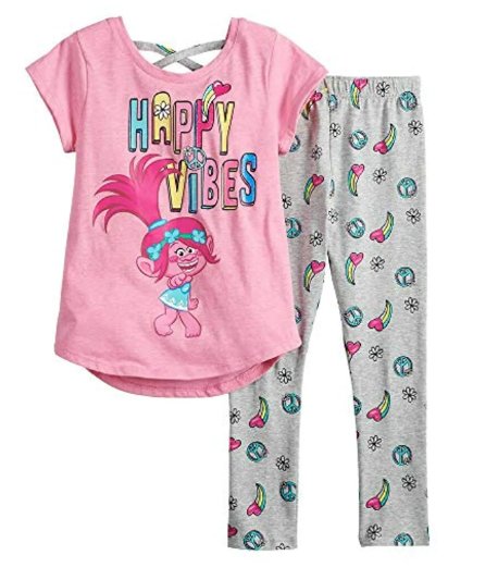 Trolls Little Girls' Crisscross Top and Leggings Set (5/6) Pink