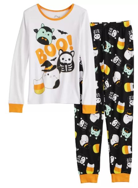 Girls Squishmallows Boo Snug Fit Pajama Set - Long Sleeve Shirt and Pants