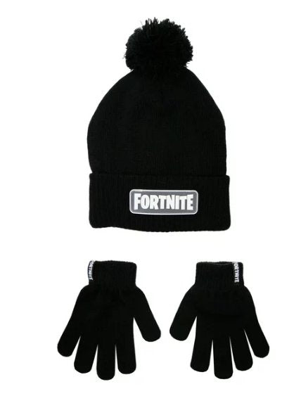 Fortnite Boys Cold Weather Beanie Style Hat with Pom and Glove 2-Piece Set, One Size Fits Most