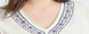 Knox Rose Ladies Ivory V-Neck Top with Blue Lace Border, Size S