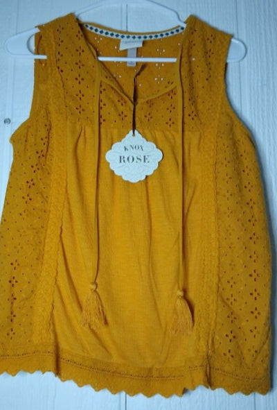 Knox Rose Ladies Mustard Solaris Lace Tank Top, Size 3X