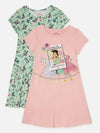 Disney Princess, Girls Play Dress 2-Pack Pink Princess Life and Green Princess Icon Print