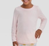 Cat & Jack Girls Light Pink Longsleeve Round-neck Shirt, Size 5T