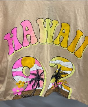 Wild Fable Peach 'Hawaii 92' Graphic Cropped T-shirt, Size L