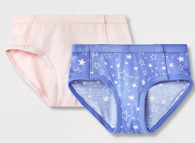 Cat & Jack Girls 2pc Pink & Blue w/ Stars Underwear, Size M (7/8)