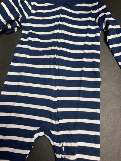 Blue and White Striped Footless Sleeper for Babies, Size 6-9 M