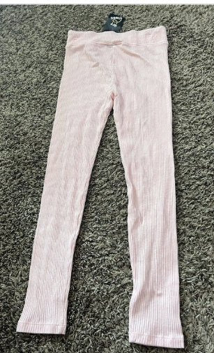 Art Class Kids Light Pink Soft Ribbed Leggings, Size M (7/8)