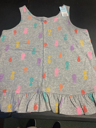 Cat & Jack Girls Gray w/ Multi-colored Pineapple Pattern Sleeveless Dress, Size XXL