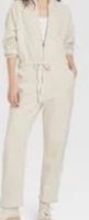 Universal Thread Women's Long Sleeve Fleece Jumpsuit, Cream, Size XL