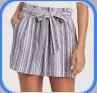 Knox Rose White and Pink Striped Shorts, Tie Waist, Size M