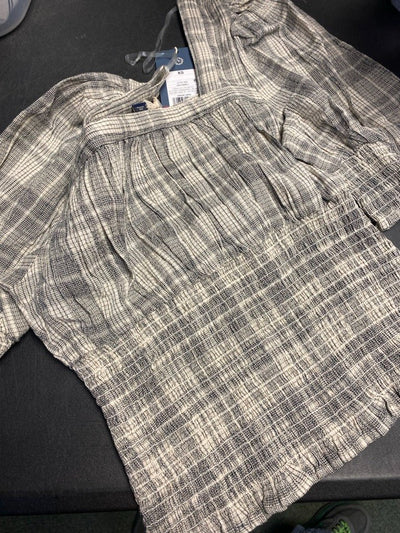 Universal Thread/Good Co. Womens 3/4 Sleeve Square Neck Gray Plaid Shirt/Blouse