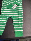 Green & White Baby Striped Pajama Jumper, Ribbed Cuffs on Pants and Sleeves, Size 6-9M