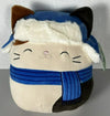 Squishmallow 8 Inch Cam the Cat With Blue Scarf and Hat Limited Edition Christmas Kellytoy Plush