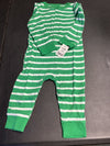 Green & White Baby Striped Pajama Jumper, Ribbed Cuffs on Pants and Sleeves, Size 6-9M