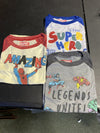 3pc Kids Marvel and Friends T-shirts, Spiderman, Avengers, and Super Hero Text Prints, Size 4T