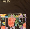 Run DMC Unisex Black with Floral 'Run DMC' Graphic T-shirt, Size M