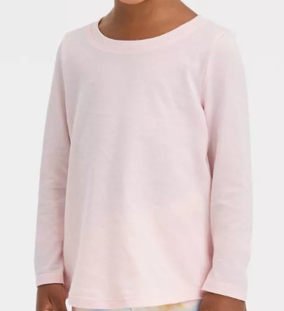 Cat & Jack Girls Light Pink Longsleeve Round-neck Shirt, Size 2T