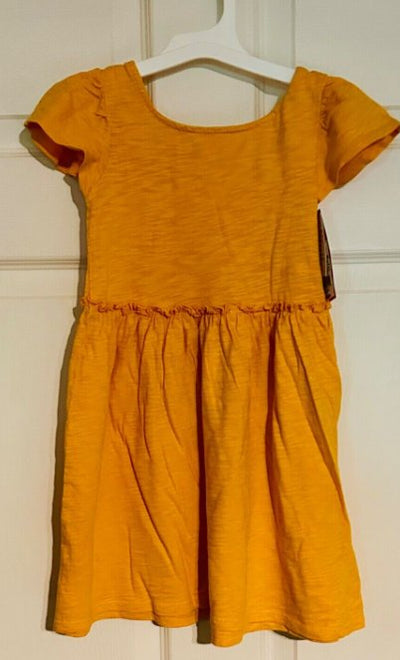 Cat & Jack Girls Short Sleeve Mustard Dress, Size 4T
