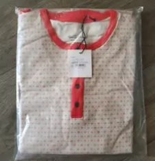 Hearth and Hand Women's 2 Piece Cream with Red Border and Spots Pajama Set, Size 4X