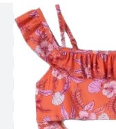 Art Class Girls Coral with Seashells & Flowers One-Piece Swimsuit, Size XL Plus