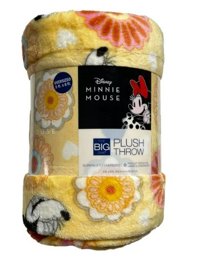 The Big One Oversized Plush Minnie Mouse Yellow Flower Throw Blanket, 5ft x 6 ft