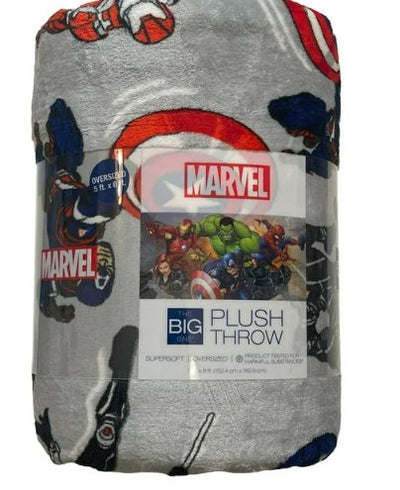 Oversized Marvel Characters Plush Avengers Throw Blanket, 5 x 6