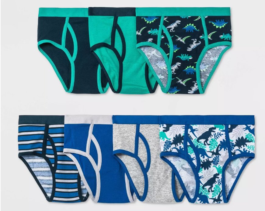 Cat & Jack Boys' Dinosaur 7pk Briefs, Size L (12/14)