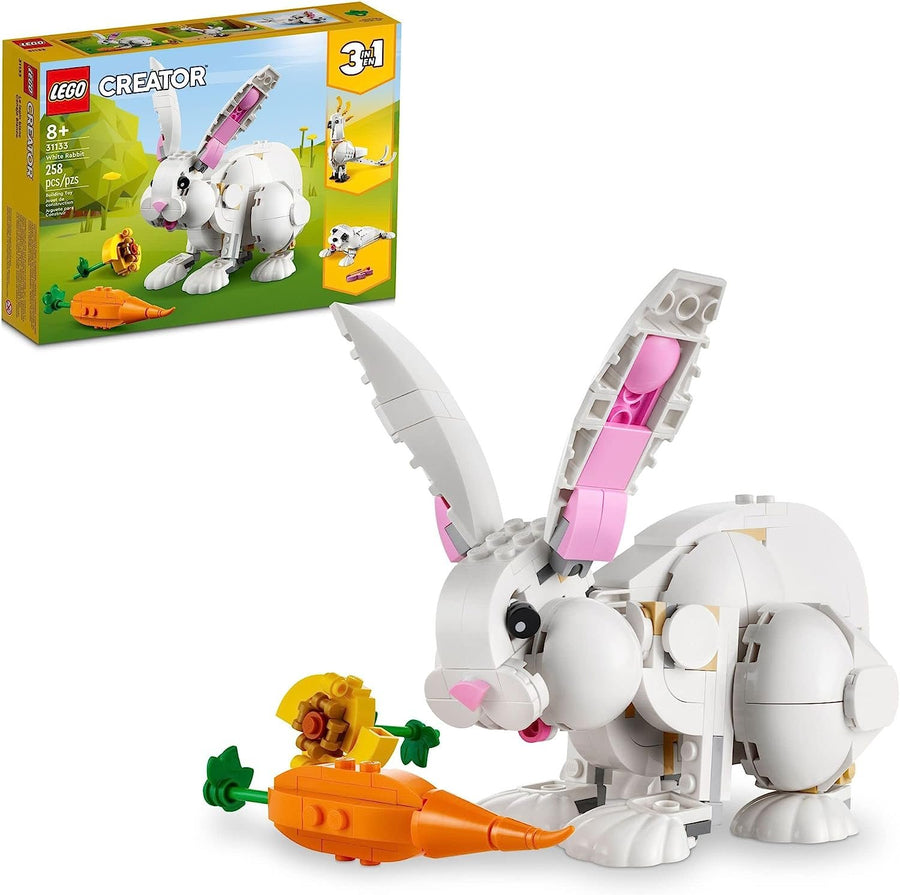 LEGO Creator 3 in 1 White Rabbit Animal Toy Building Set, Easter Gift for Kids Ages 8+, Build an Easter Bunny, a Seal or a Parrot Figure, Creative Play Easter Basket Stuffer for Boys and Girls, 31133
