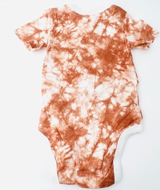 Cat & Jack Copper Tie-Dye on White Shortsleeve Onesie with Front Pocket, Size 3-6M