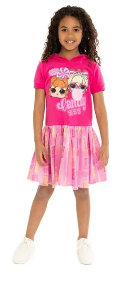 L.O.L. Surprise! Girls Hooded Cosplay Dress with Tulle Skirt, Size 7/8 medium