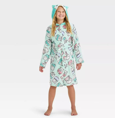 Girls' Squishmallows Winston Owl Hooded Robe - Aqua Green