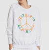 33 Revolutions Ladies White 'Stay Happy' Peace Sign Graphic Sweatshirt, Size XL