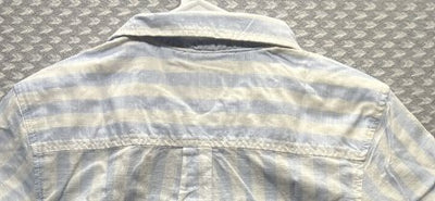 Cat & Jack Kids Blue Vertical Striped Button-Down Shortsleeve Shirt, Size XS (4/5)