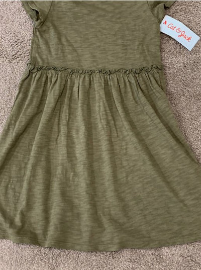 Cat & Jack Girls Olive Green Shortsleeve Dress, Size 3T
